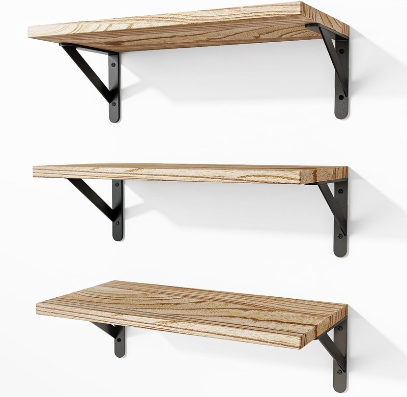 Beautiful Rustic Brown Floating Shelves for Wall - Maximize Your Space Elegantly gallery