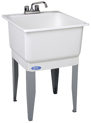 Utilatub 14CP Laundry Tub Kit, White, With Faucet, 23 x 25 In. - Quantity 1 gallery
