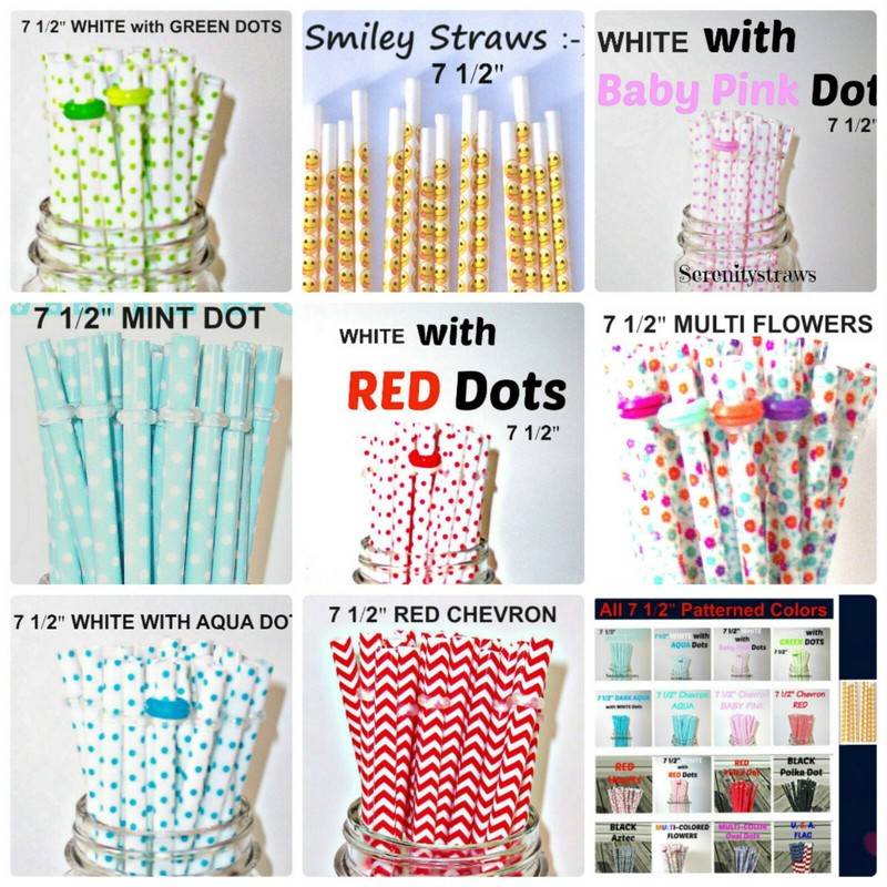PATTERNED STRAWS, Dots, Checks, Flowers, Chevron, Fruit, Reusable, BPA Free gallery