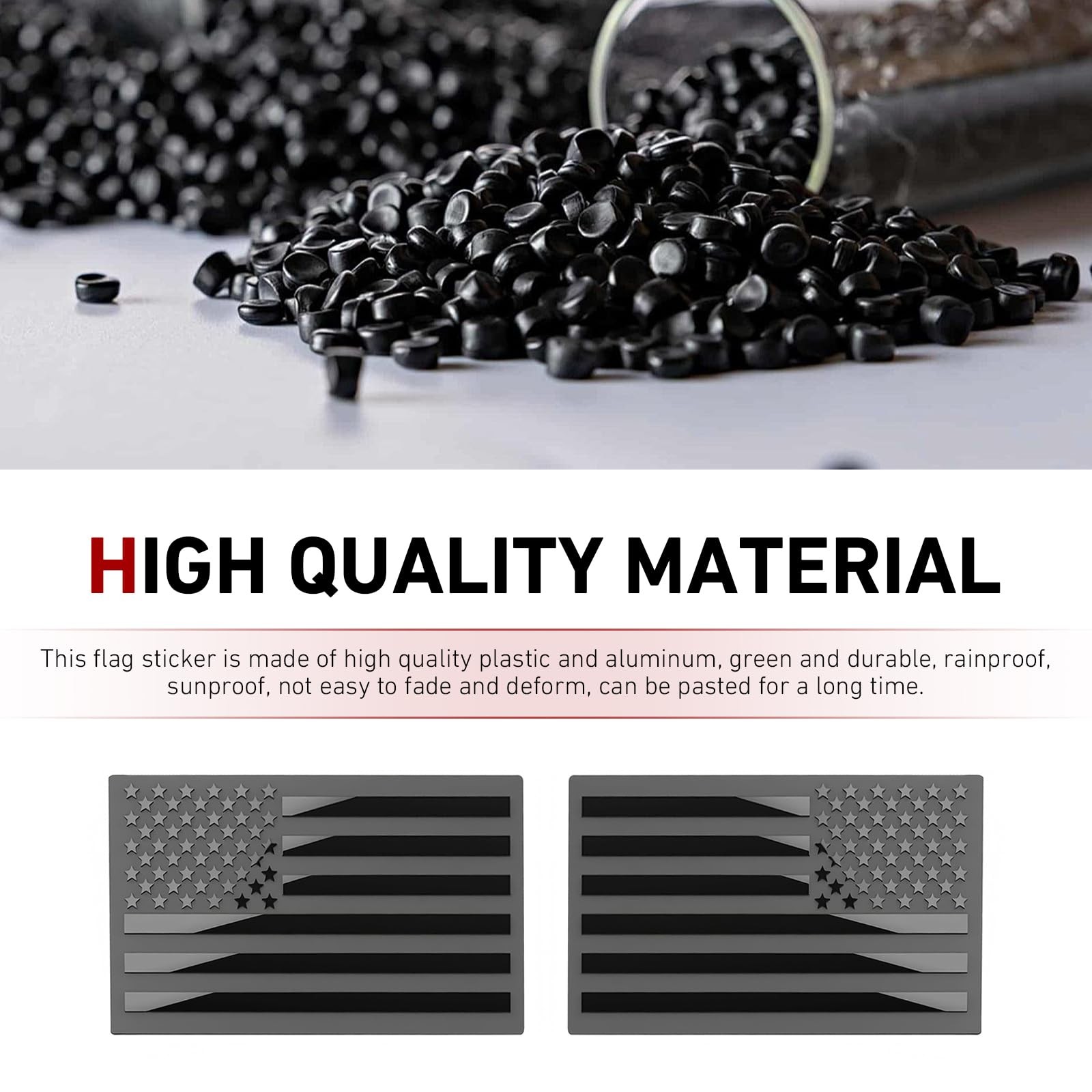 2 Pack 3D Metal Embossed Reverse American Flag Car Emblem Badge Black Silver gallery