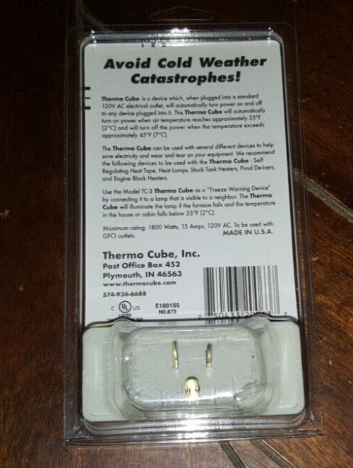 Thermo Cube: Thermostatically Controlled Outlet - Item #TC-3 (120VAC/15A) gallery