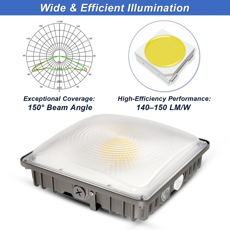 LED Canopy Light 70W/45W/30W Selectable 3CCT 0-10V Dim Gas Station Light ETL&DLC gallery