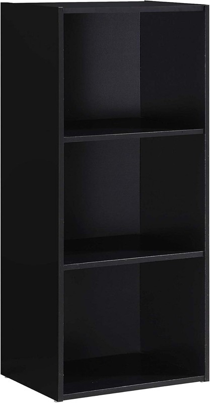 Compact Black 3-Shelf Bookcase - Durable Engineered Wood for Clutter-Free Living gallery