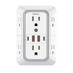6 Outlet Extender Surge Protector Multi Plug Wall Adapter USB Charger Ports with