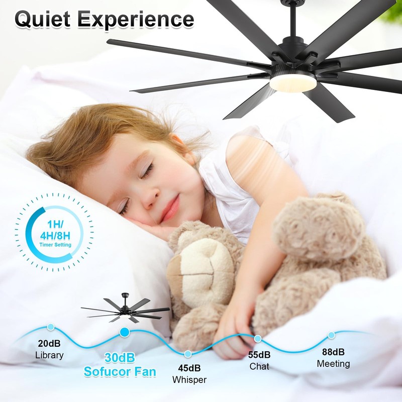 Sofucor 66" Smart Ceiling Fans with Lights,Indoor/Outdoor Ceiling Fan with Light gallery