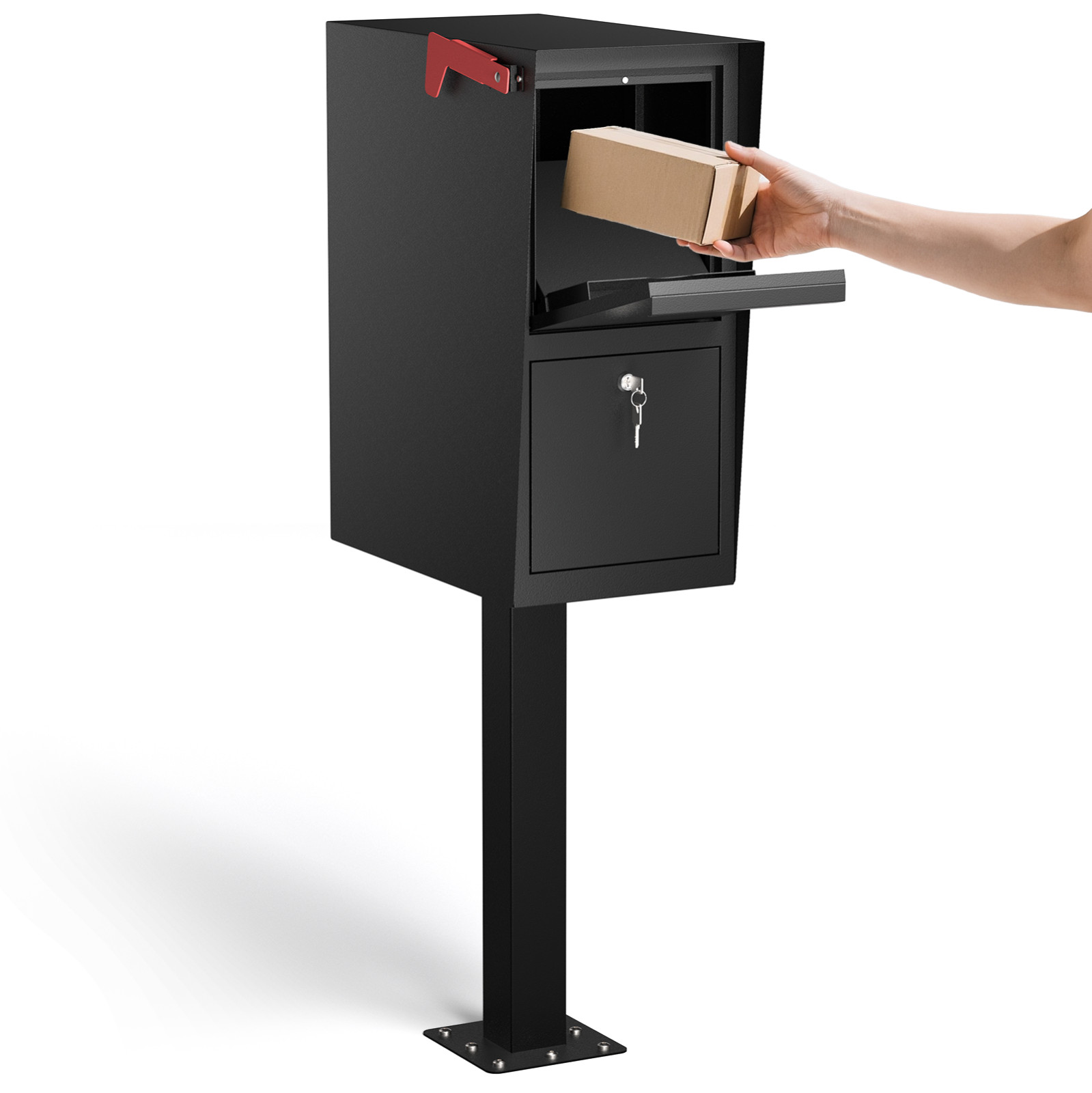 Curbside Locking Mailbox for Packages, Street Large Mailbox Post Mount - Black gallery