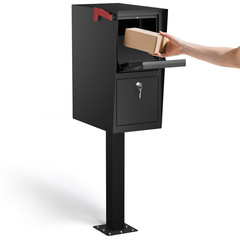 Curbside Locking Mailbox for Packages, Street Large Mailbox Post Mount – Black
