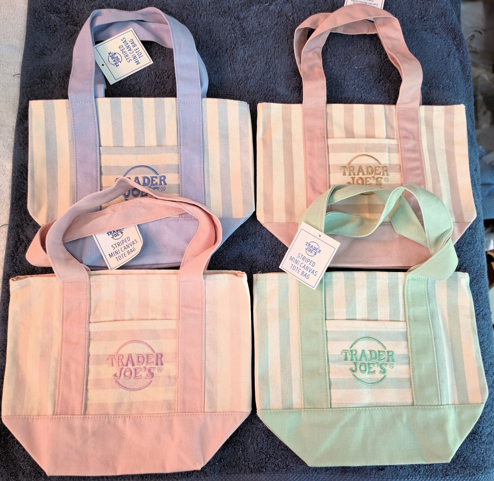 Brand New Trader Joe’s Mini Canvas Tote Bags Set All 4 for 1 price/Summer 2026 gallery