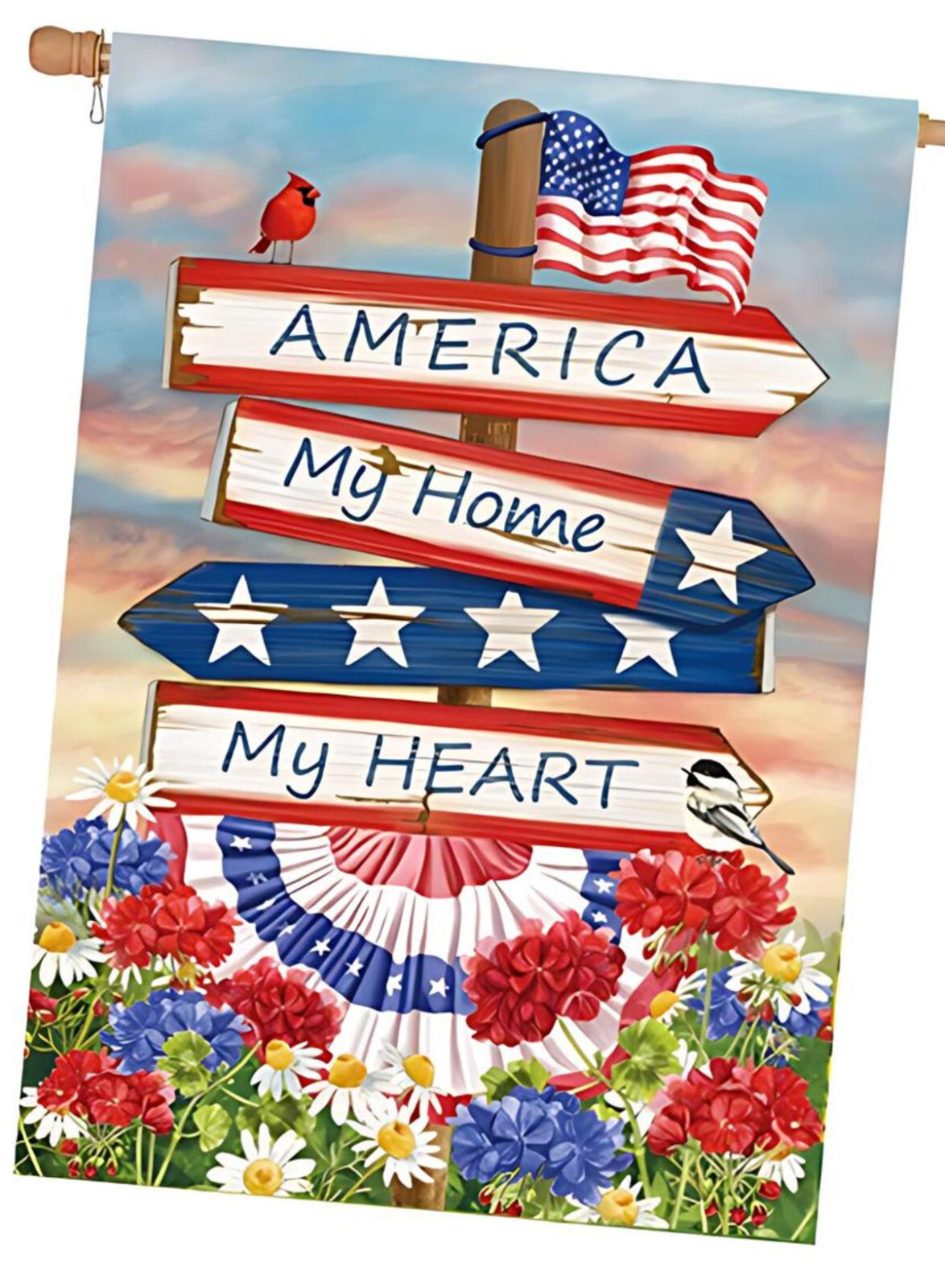 American Pride Patriotic House Flag for Independence Day 4th of July 28"x40" gallery