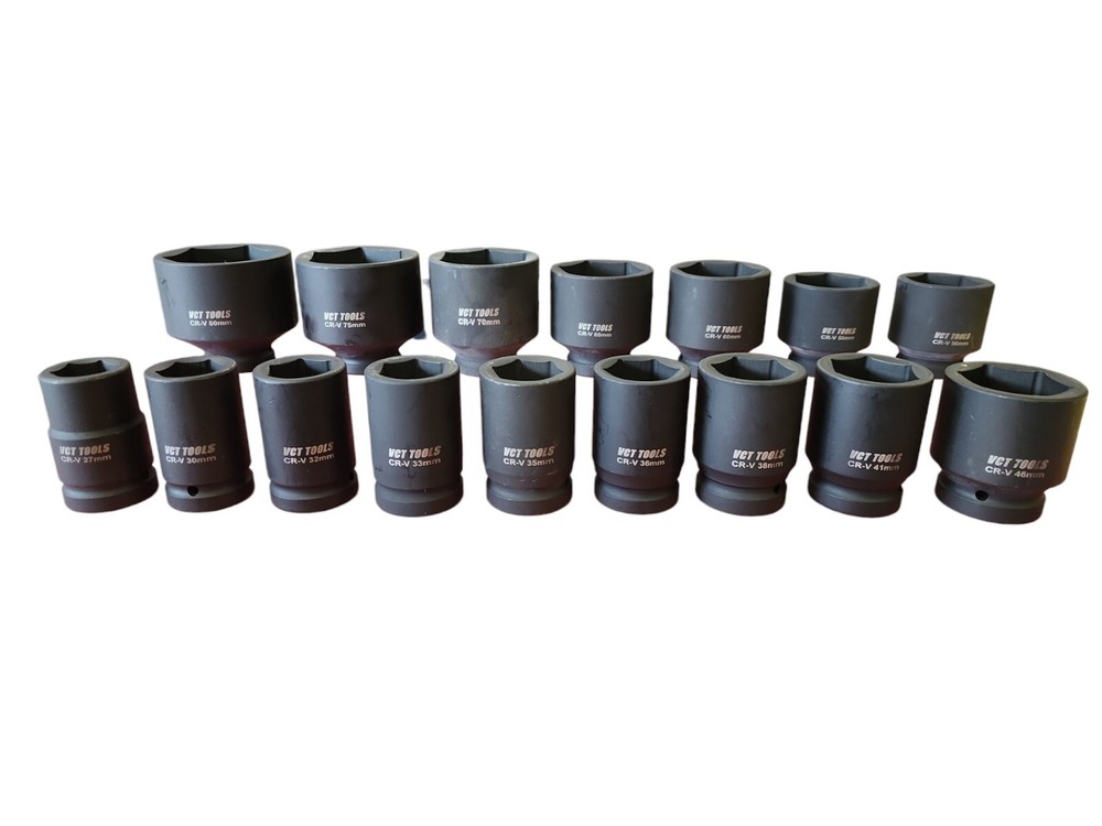 16 Pc MM Metric Jumbo Deep Impact Socket Set 1" Drive