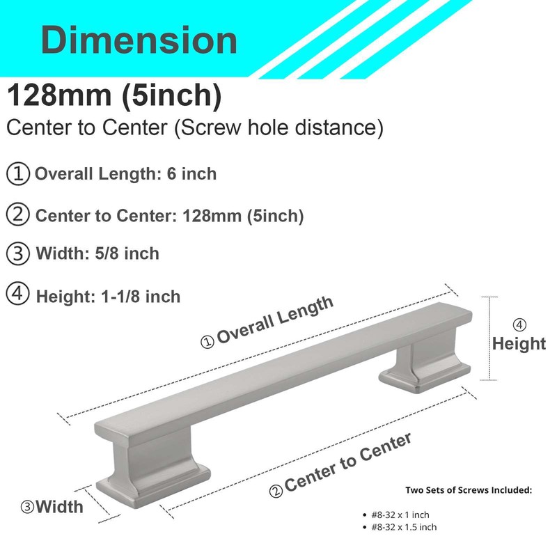 Solid Metal Brushed Nickel Cabinet Pulls Knobs Handles Kitchen Bathroom Drawers gallery
