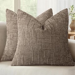 Textured Throw Pillow Covers Thick Chenille Decorative Pillows Taupe Grey 18X18