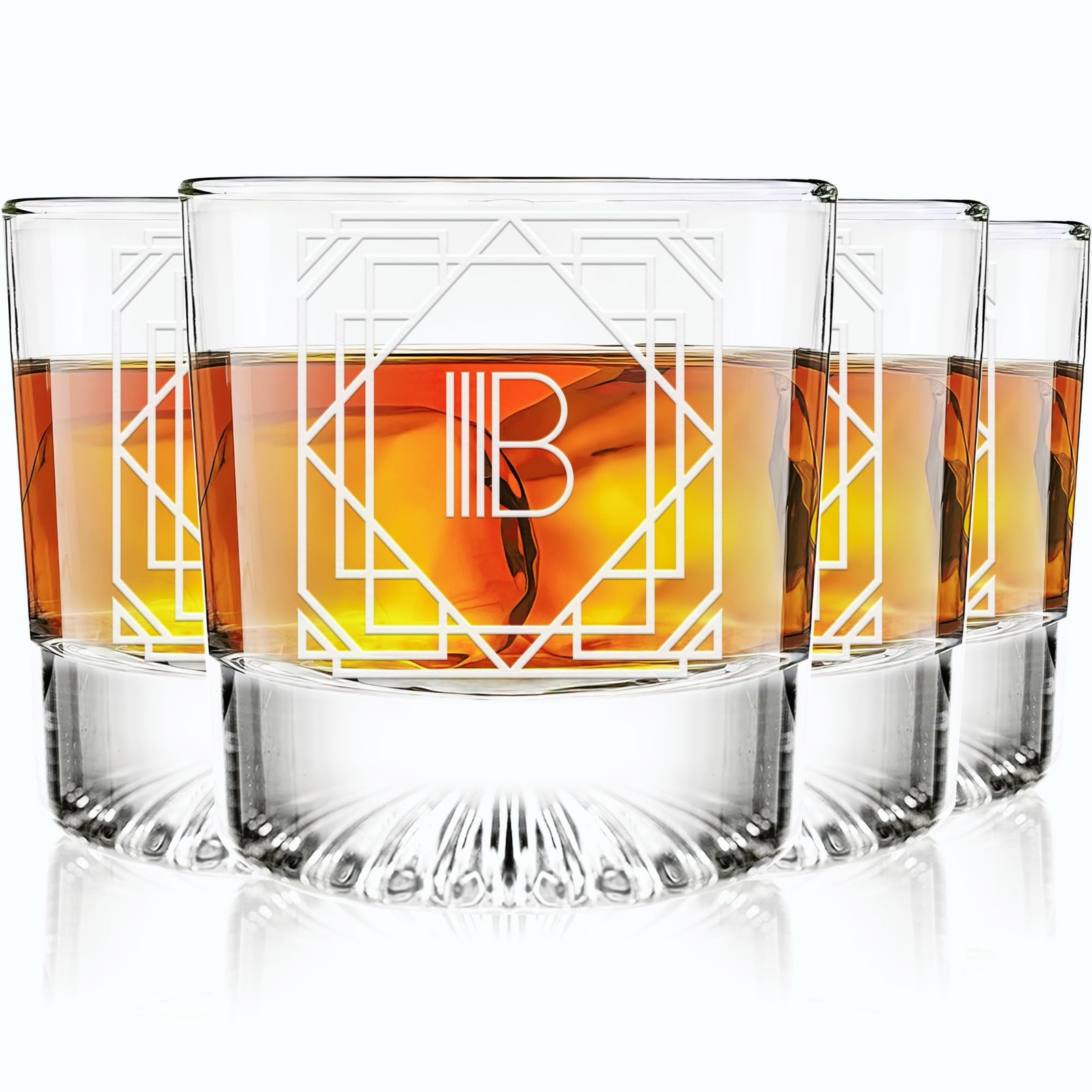 Greenline Goods - Monogram Art Deco Etched Letter B Whiskey Whiskey, Clear gallery