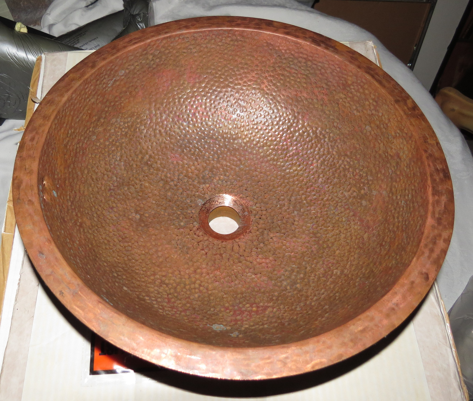 Bates & Bates MBR15 Hammer Weather Copper Round Sink NEW in Box gallery