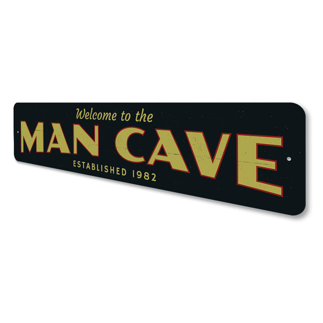 Welcome Man Cave Sign, Personalized Established Date Metal Wall Decor - Aluminum gallery