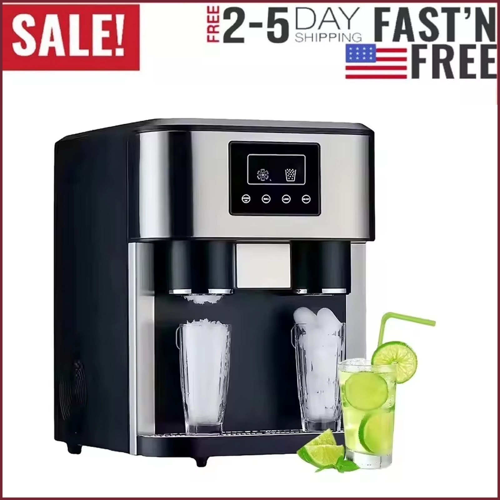 2 in 1 Countertop Ice Cube Maker 33lbs/Day with Water Dispenser Combo Machine gallery