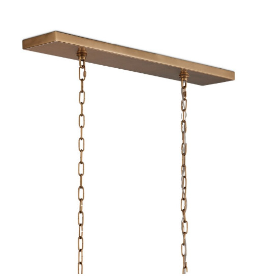 Currey & Company Daze Rectangle High End Luxury Chandelier Brass and Milk Glass gallery