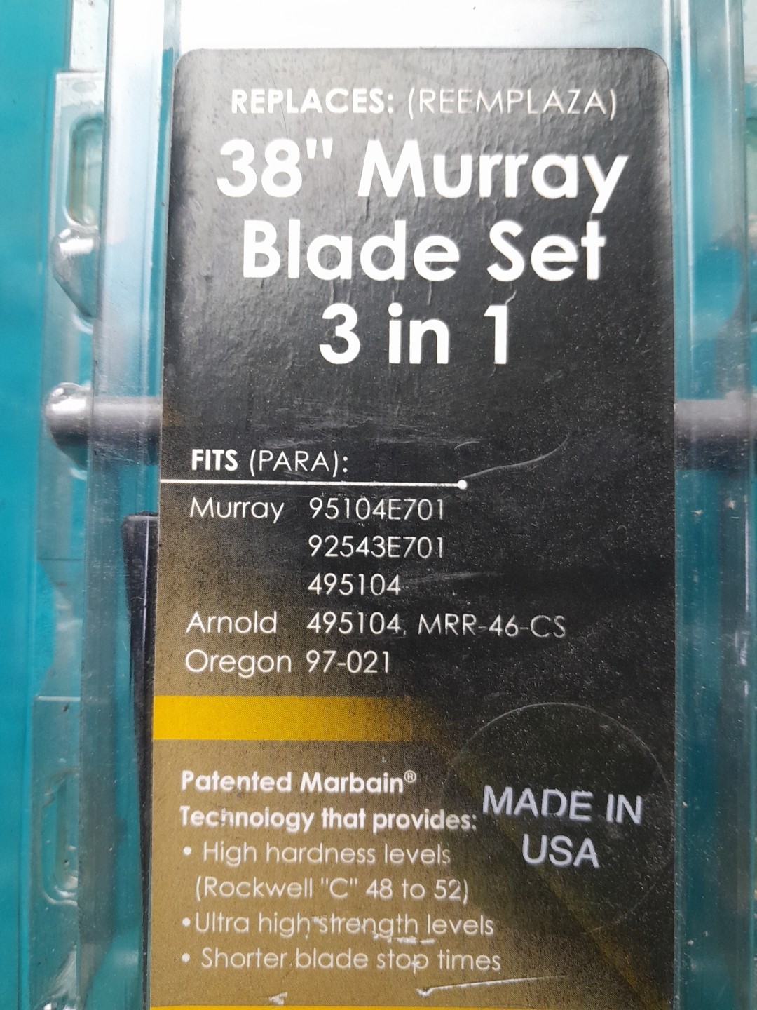 38" Murray Blade Set 3 in 1 Replacement Arnold Oregon Husqvarna (2 Blades) NOS gallery