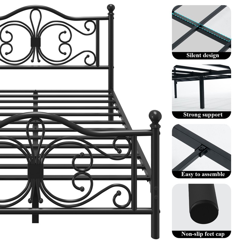 Twin/Full/Queen Size Bed Frame with Butterfly Pattern Design Headboard gallery