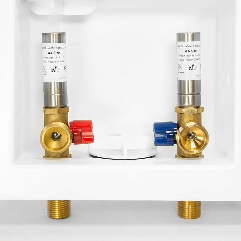 EFIELD Washing Machine Box ,2 Brass Valves ,1/2" MIP Inlet Water Hammer Arrestor gallery