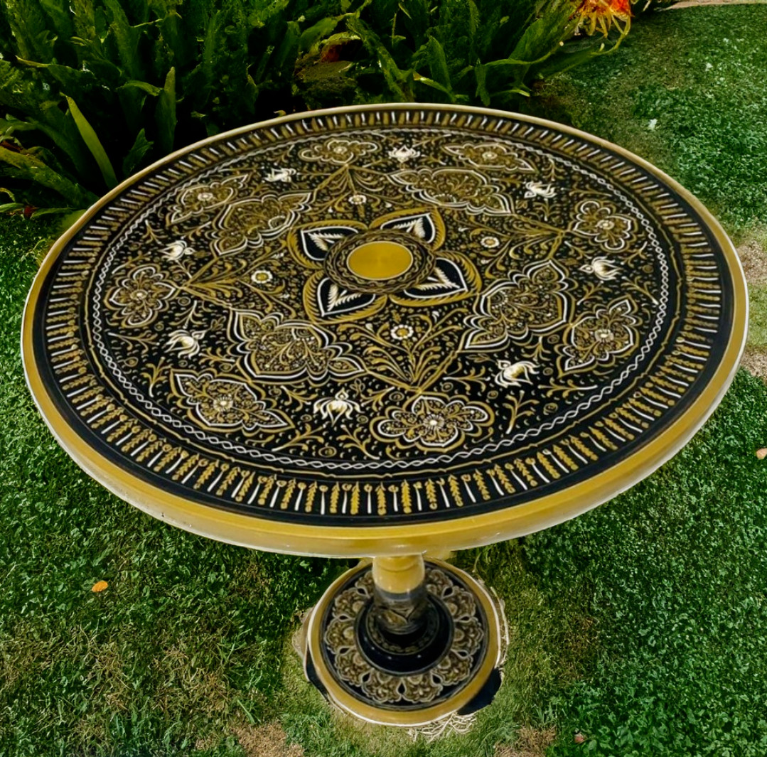 Coffee Table 18" | Hand Painted Naksheen Art Round Coffee Table 18" gallery