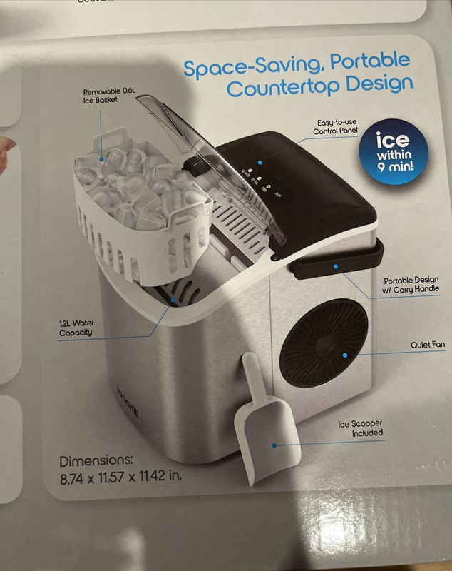 ionchill Quick Cube Ice Machine 26lbs/24hrs Portable Countertop Bullet Ice Maker gallery
