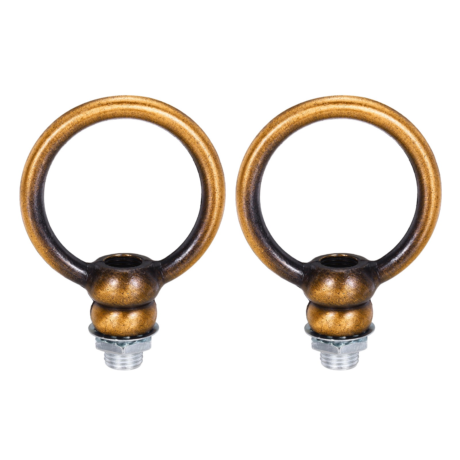 2 Set 8kg M10 2x2.3" Thread Lifting Eye Nut Holder Hook Ring Gold Copper gallery
