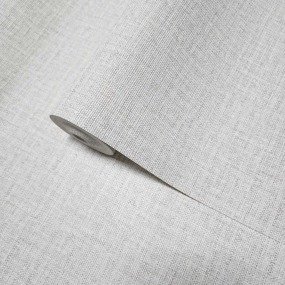 Modern rustic grayish off white plain faux woven fabric textured plain Wallpaper