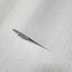 Modern rustic grayish off white plain faux woven fabric textured plain Wallpaper