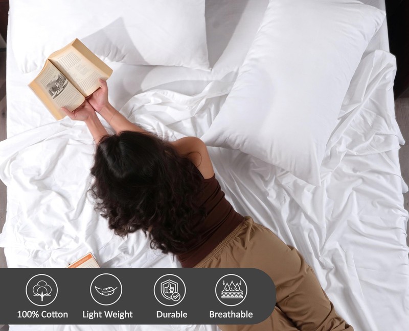 100% Cotton Percale Sheets Split King Size 7 Piece Set, Cooling Bed Sheets fo... gallery