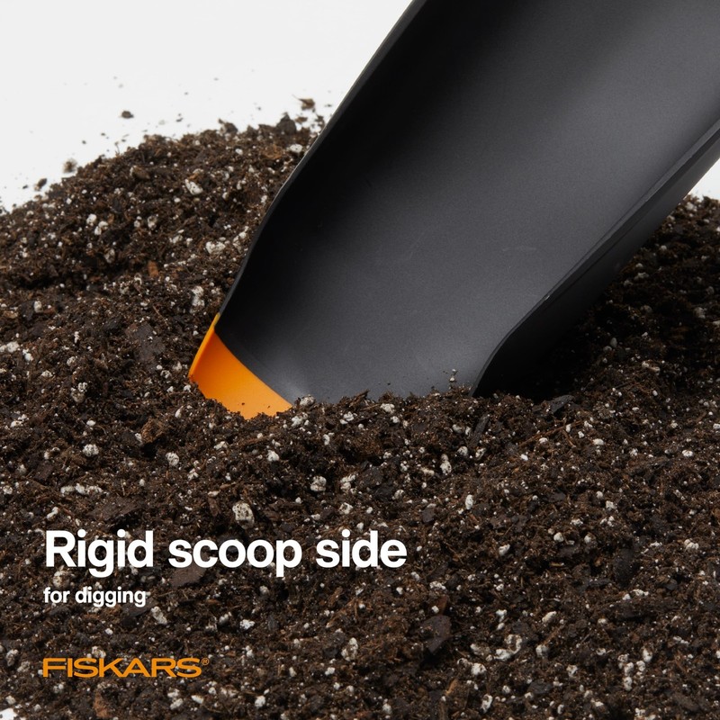 Fiskars Dual-Sided Soil Scoop & Brush Set for Indoor Gardening - Black/Orange gallery