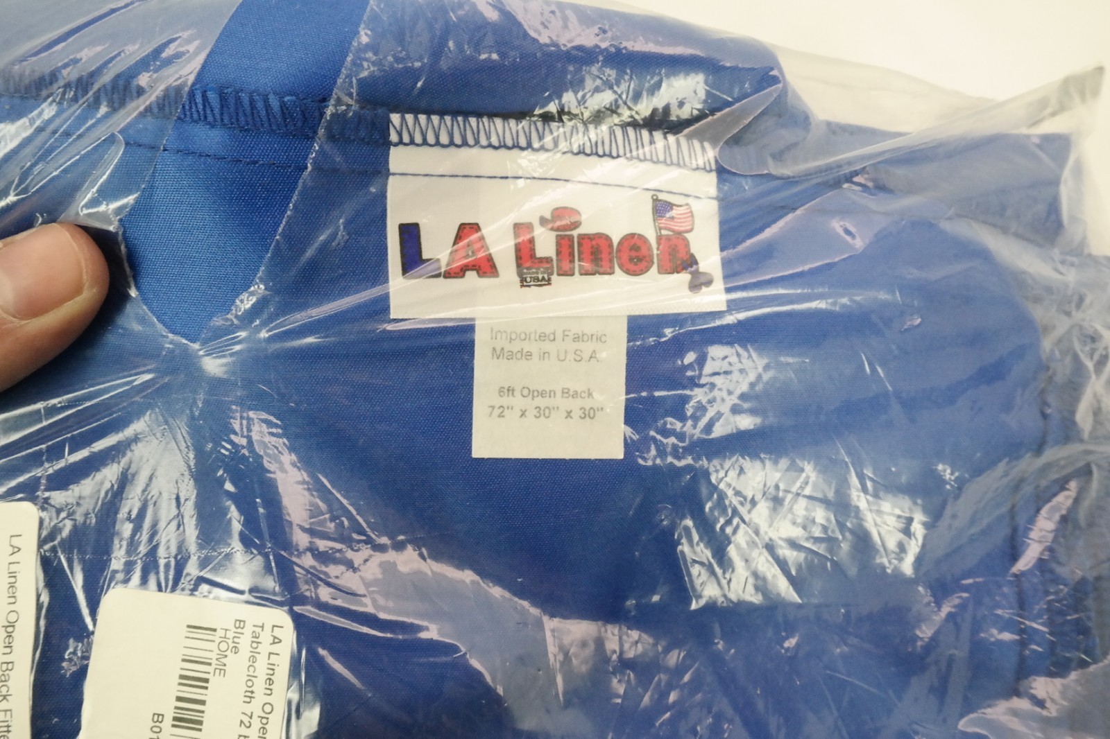 LA Linen Open Back Bridal Satin Rectangular Fitted Tablecloth 72x30x30 Blue TF gallery