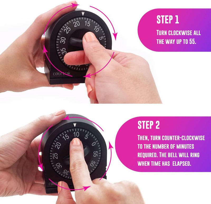 60 Minute Wind up Timer, Visual Mechanical Timer, from 0 to 60 Minutes gallery