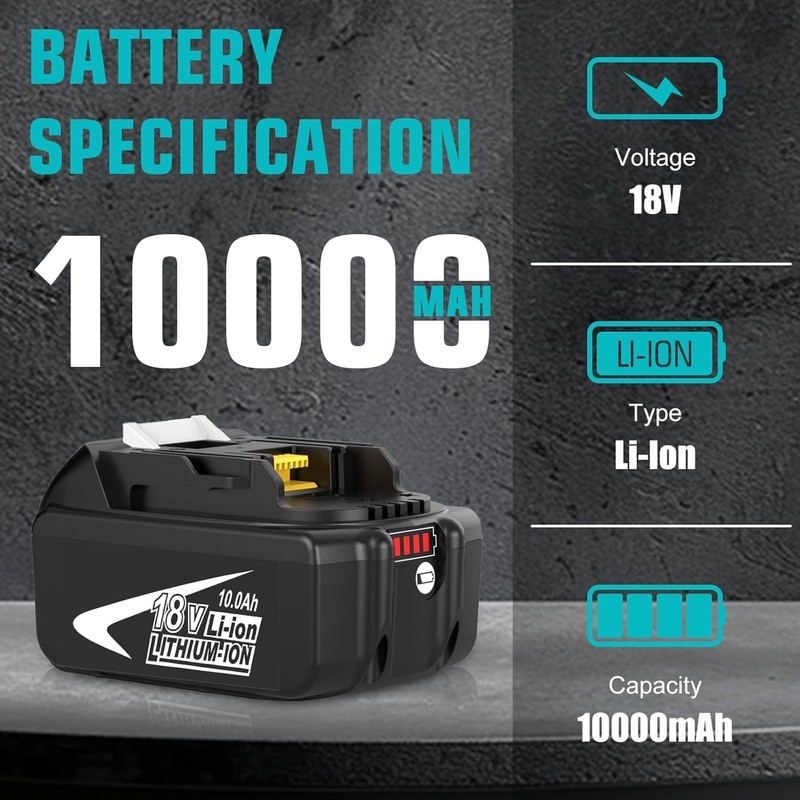 2PACK 4PACK 10.0Ah 18V Lithium-Ion Battery For Makita BL1850 BL1830 BL1860 gallery