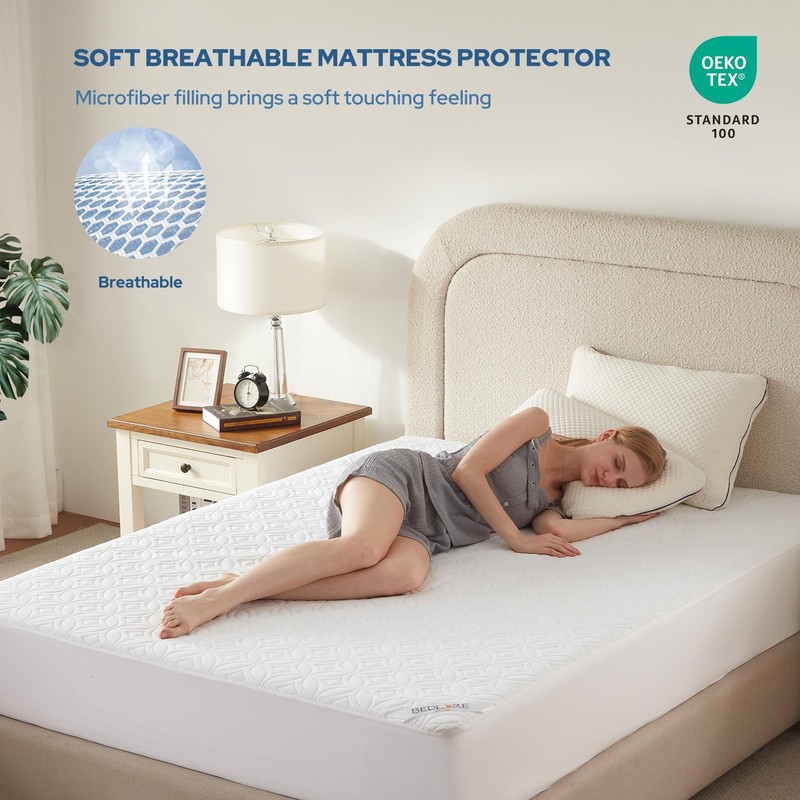 Bedlore Waterproof Mattress Protector Queen Size Noiseless Mattress Pad Deep gallery