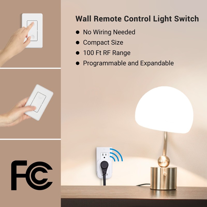 DEWENWILS Wireless Remote Wall Switch and Outlet, No Wiring Plug in On Off Power gallery