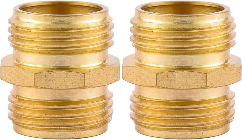 2 Pack 3/4 Inch Brass Garden Hose Adapter Male to Male Quick Connector gallery