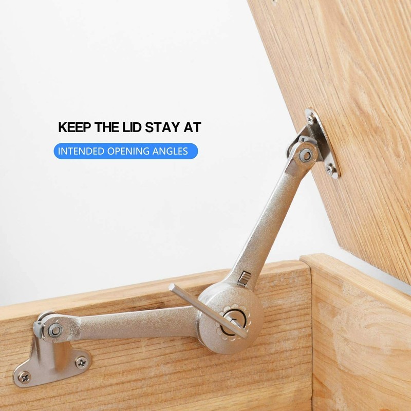 1Pair Lid Support Hinge Random Angle Lid Flap Stays for Cabinet Chest Toy Box gallery