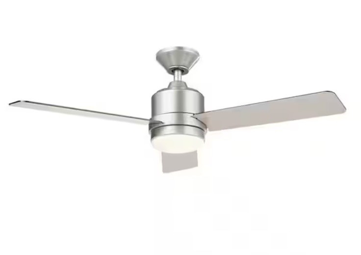 Hampton Bay Castlegate 44" Silver Ceiling Fan w/ LED Light & Remote *see note* gallery