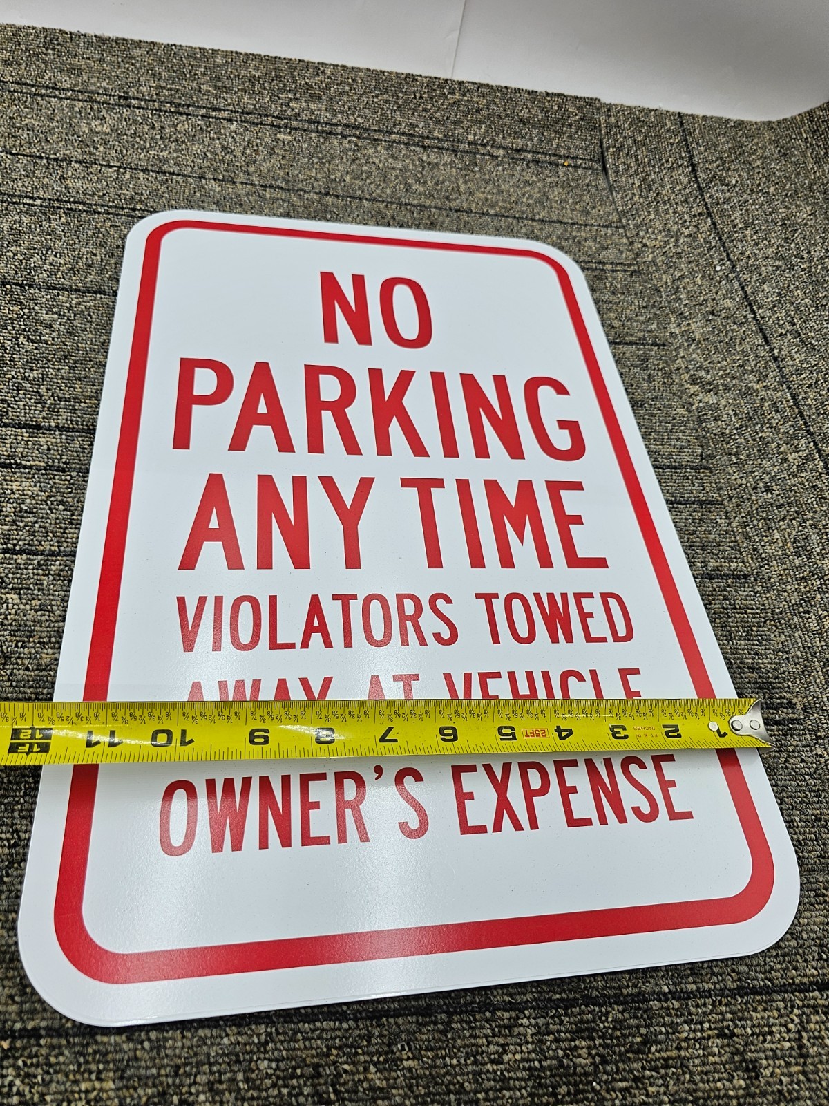No Parking Any Time Violators Will Be Towed Away At 12" X 18" Heavy-Duty Red gallery