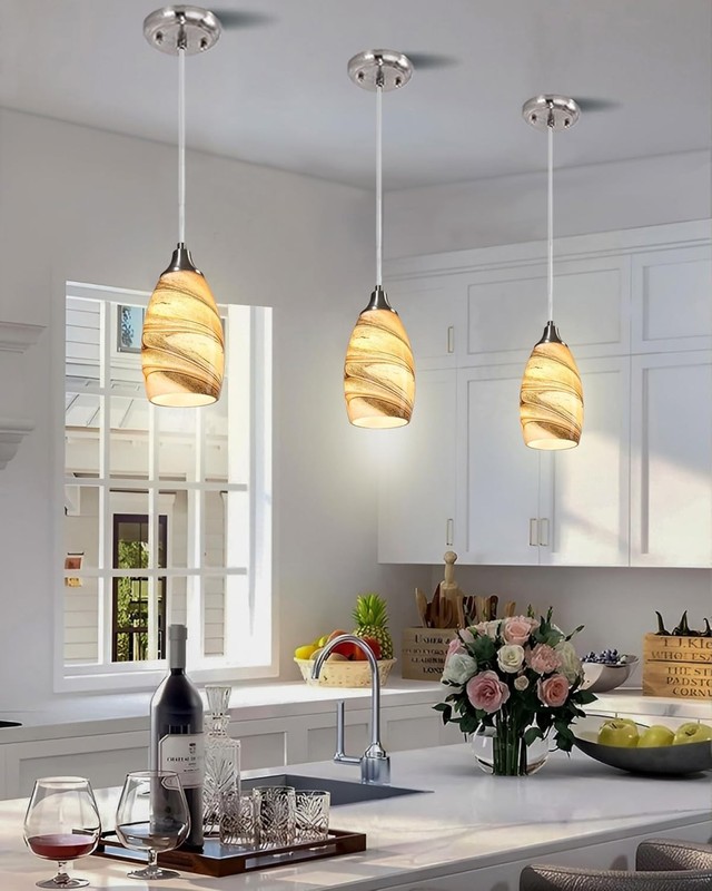 Mini Pendant Lights Kitchen Island Light Brown Glass Lamp Shade gallery