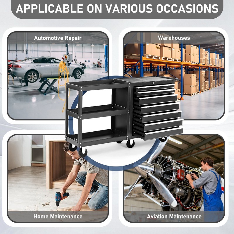 Rolling Tool Chest Tool Box with 7 Drawers & Wheels & Drawer Liners for Garage gallery