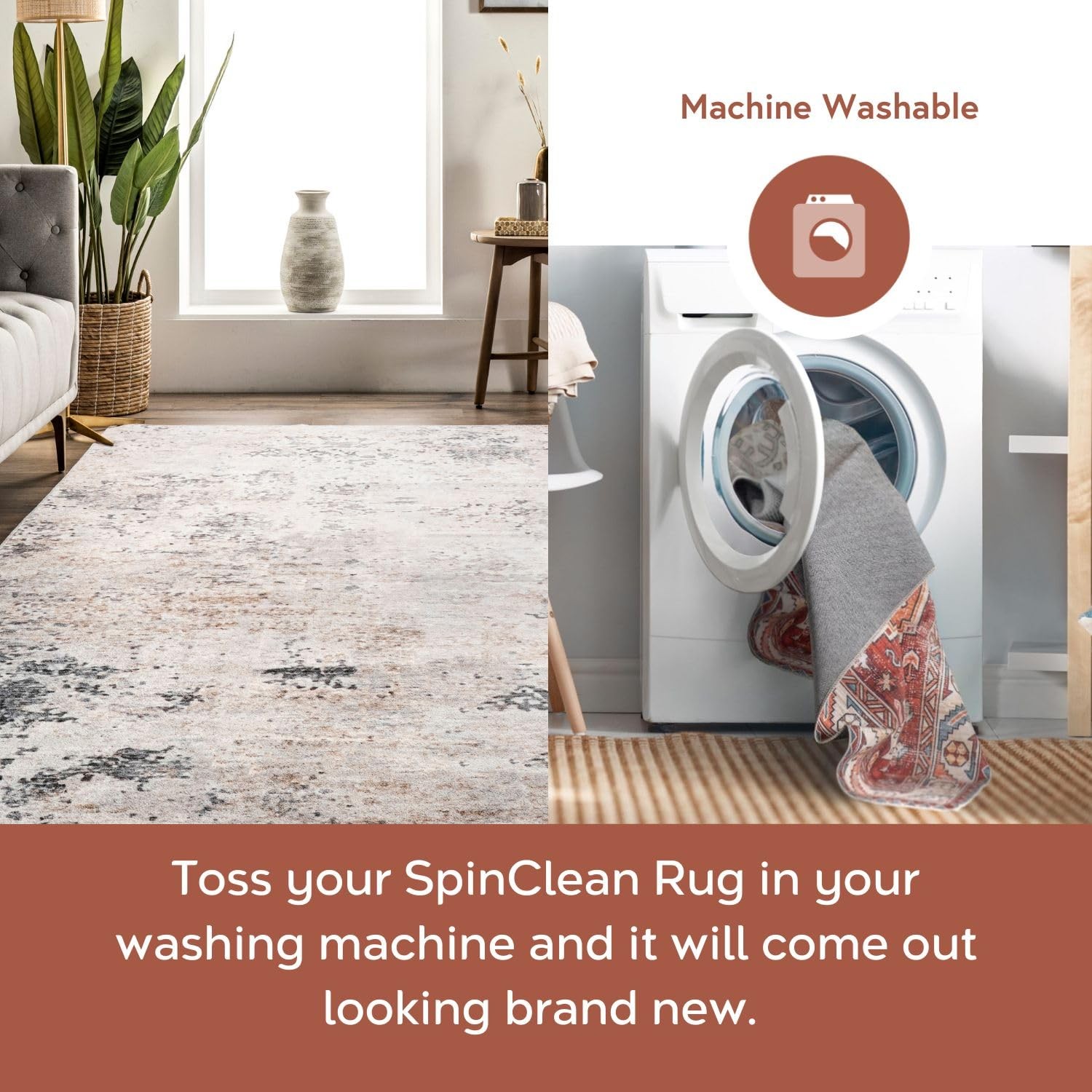 Nuloom 4 X 6 Machine Washable Stain-Resistant Area Rug Non Slip Backing Profile gallery