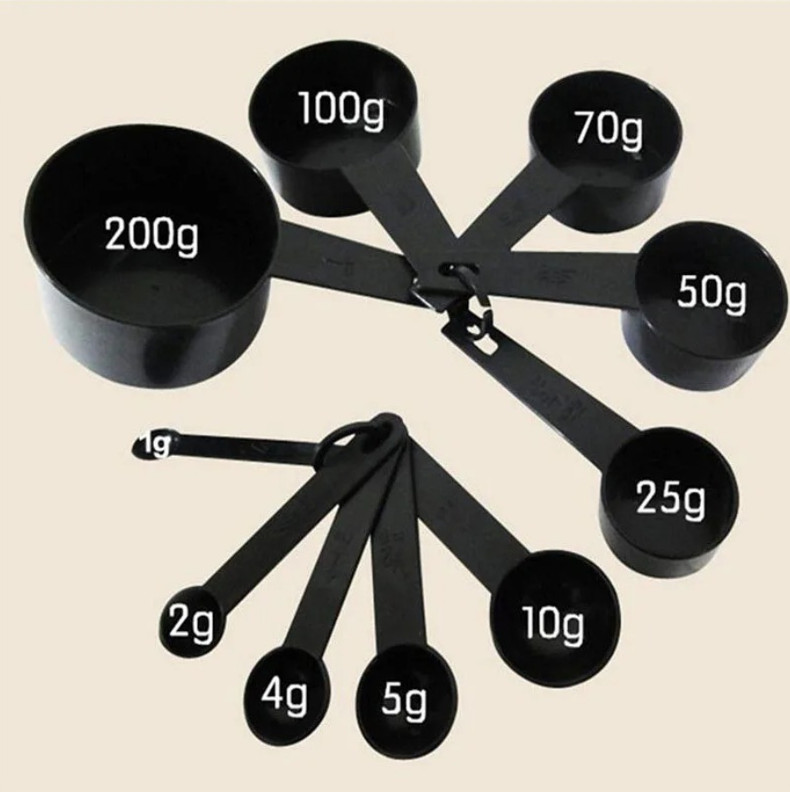 10pcs Plastic Kitchen Measuring Cups & Spoons Set Baking Tools Black - NEW