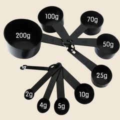10pcs Plastic Kitchen Measuring Cups & Spoons Set Baking Tools Black – NEW