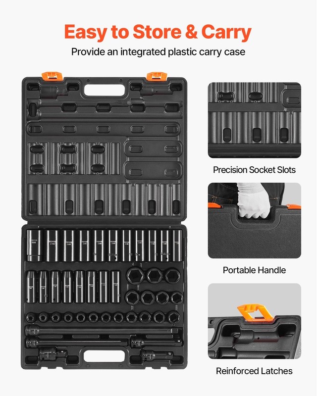New/Impact Socket Set 1/2 Inches 43 Piece Impact Sockets, Standard Socket Assort gallery