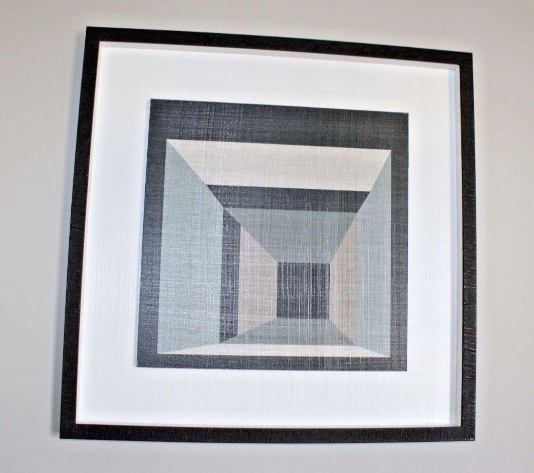 Geometric Block Wall Art Black Grey White Neutral 27.5 x 27.5 Modern gallery