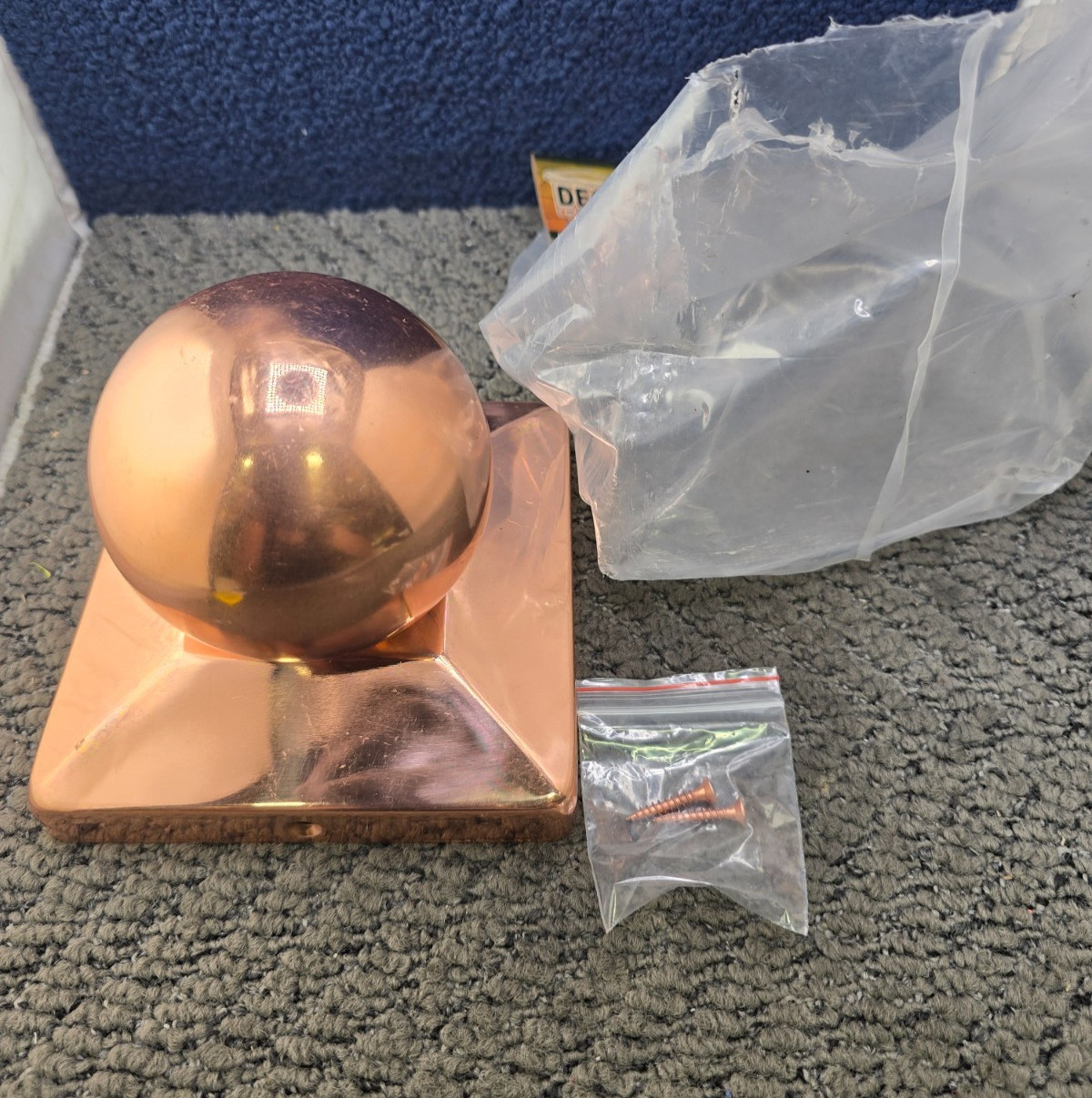 Decorex DHBPC55CS: Solid Copper Ball Post Cap For 5.5" x 5.5" Wood Posts gallery