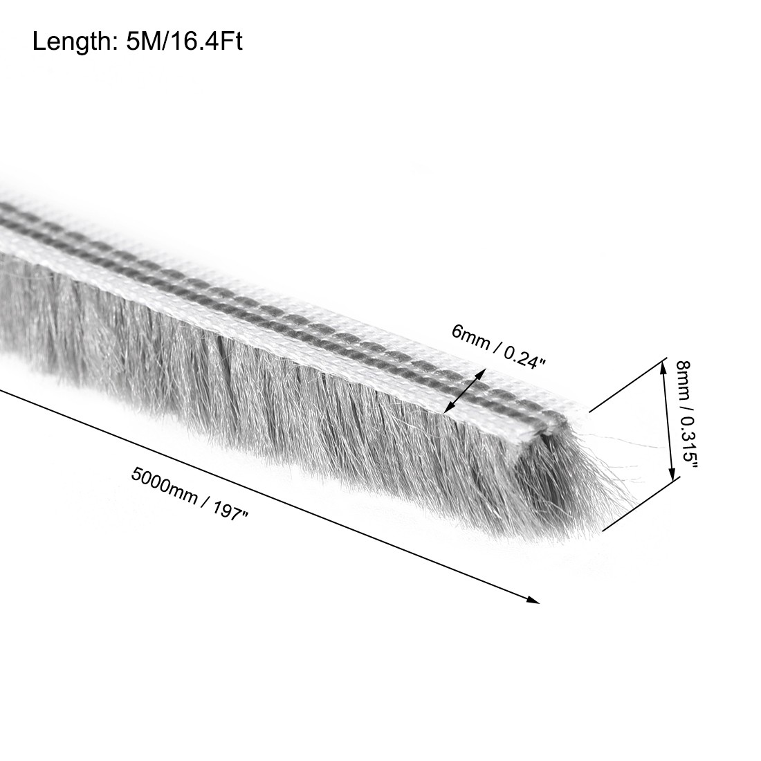 Brush Weather Stripping, 5M/16.4Ft Card-Slot Brush for Door Window, 6x8mm/WxH gallery