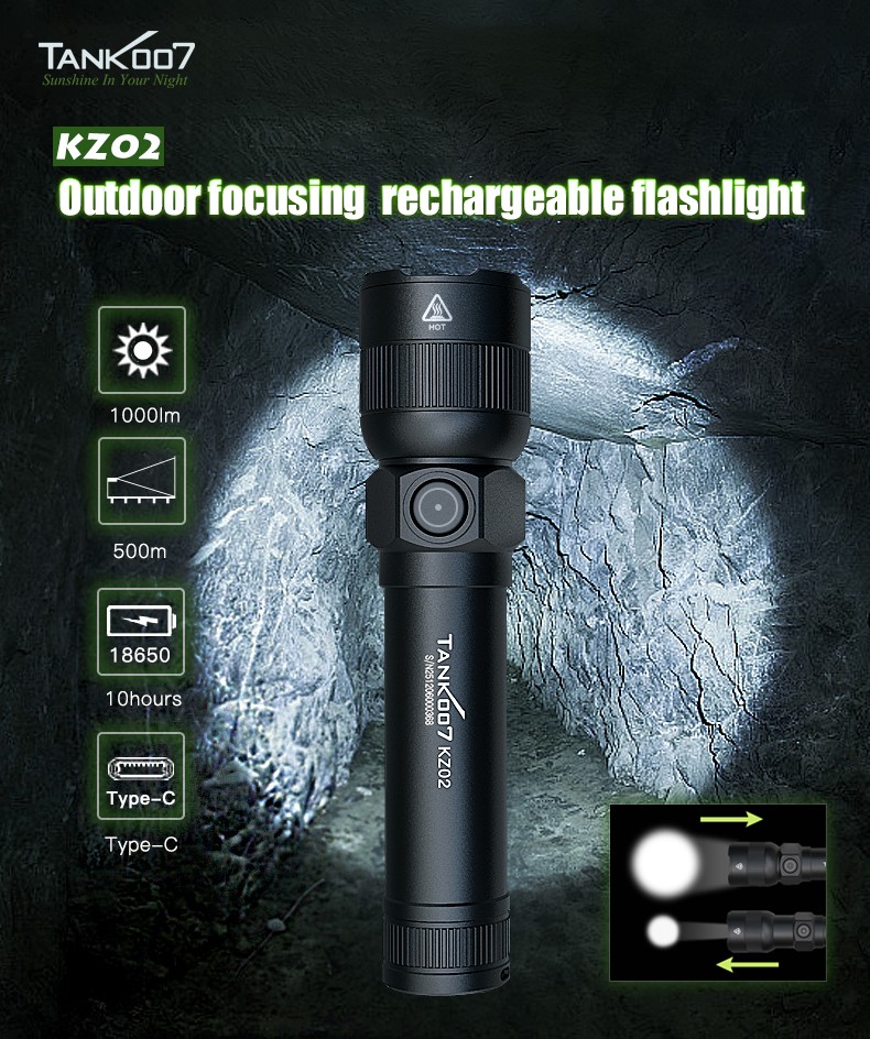 Rechargeable 1000LM LED Flashlight Tactical Police Super Bright Torch Zoomable gallery